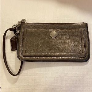 Coach Gunmetal Metallic Wristlet